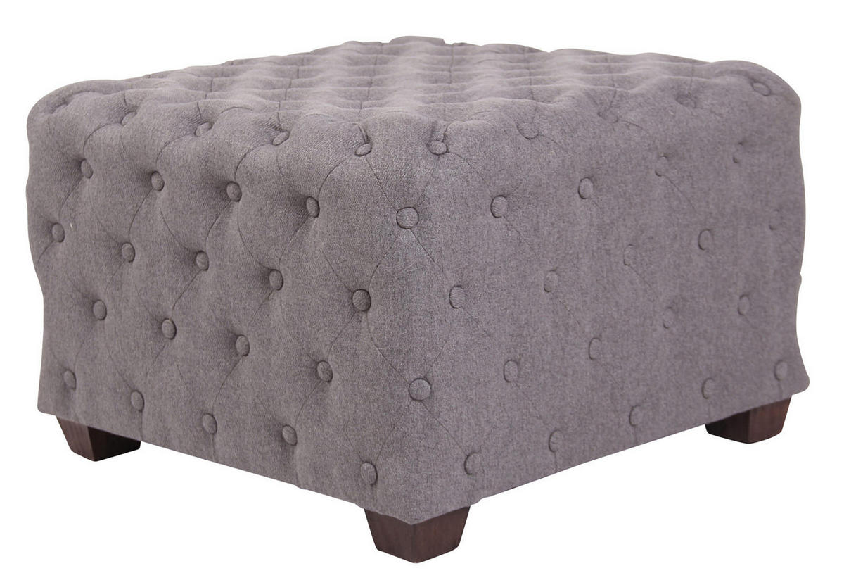 SITZWÜRFEL eckig 65/65/44 cm Stoff grau - Eukalyptusholzfarben/Grau, Holz/Textil (65/44/65cm) - CLP