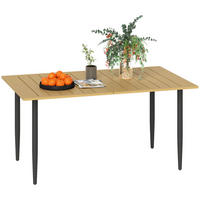 GARTENTISCH DE-07315 mit Schirmloch und Lattendesign Braun - Braun, Metall (150/90/73cm) - ComfortXL