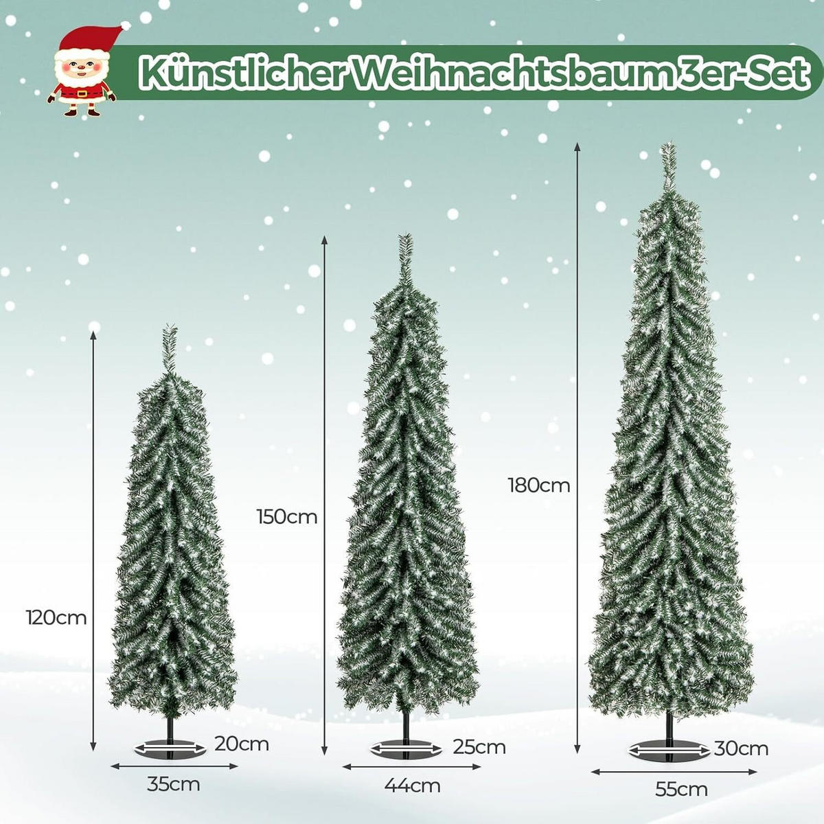WEIHNACHTSBAUM 180cm Grün(3-teilig) - Grün, Metall (180cm) - COSTWAY