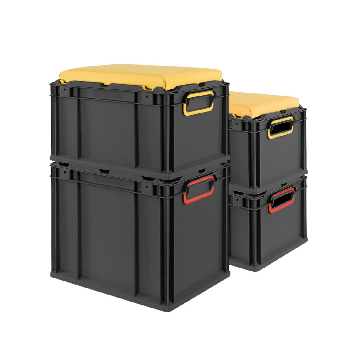 EUROBOX NextGen Seat Box Gelb, HxBxT 36,5x40x60cm, 65 Liter, Griffe geschlossen, Schwarz - Schwarz, Kunststoff (40/36.5/60cm) - PROREGAL