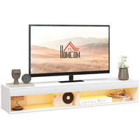 TV-LOWBOARD Weiß 180/40/30 cm, Hängend, LED-Beleuchtung, 2 Klappen - Weiß, Holz (180/30/40cm) - PANGIVO