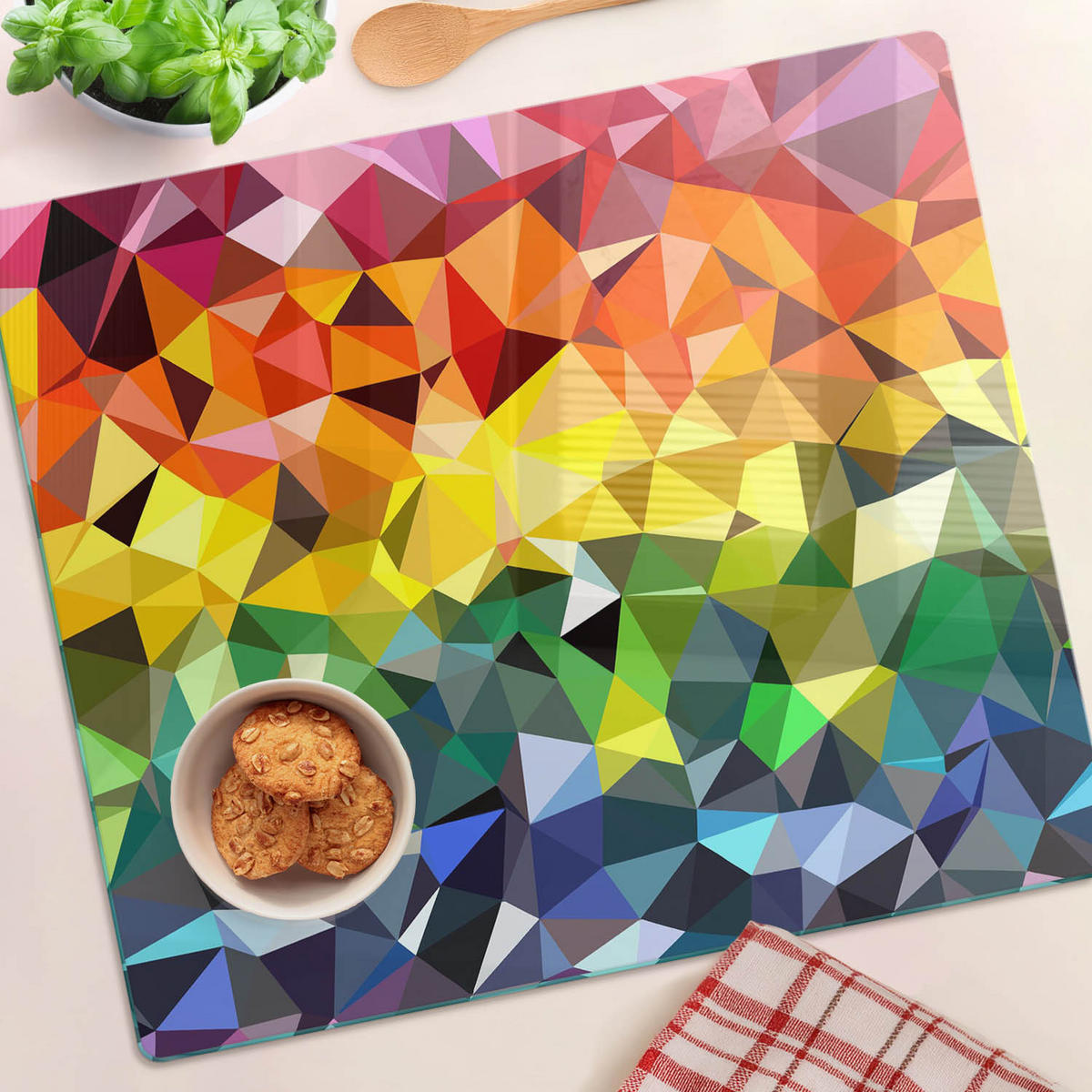 GLASPLATTE 60x52 cm Geometrische Figuren - Multicolor, Glas (60/0.4/52cm) - TULUP