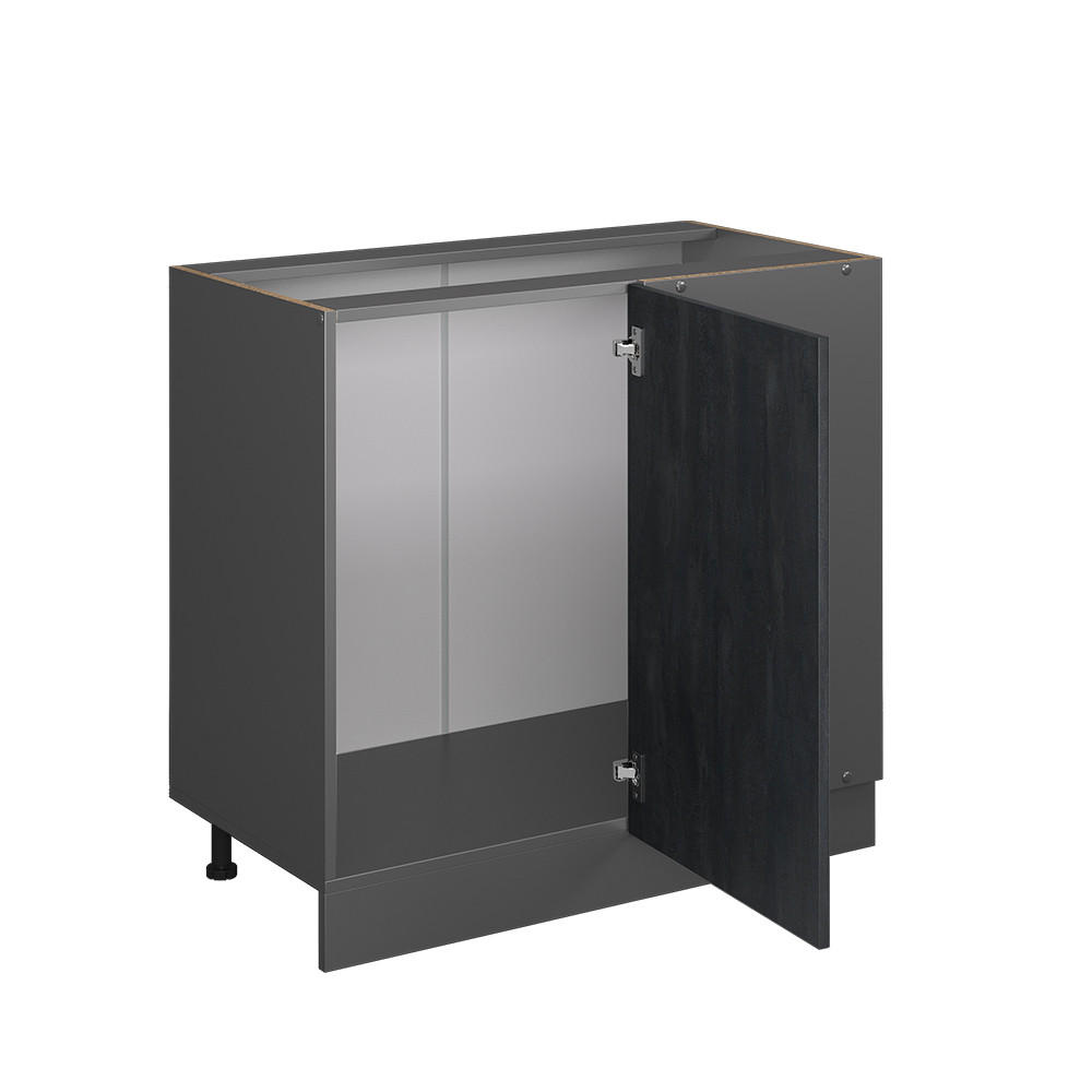 ECKUNTERSCHRANK R-Line Schwarz Beton 86 cm ohne AP - Anthrazit/Schwarz, Holzwerkstoff (86/81.6/46cm) - Vicco