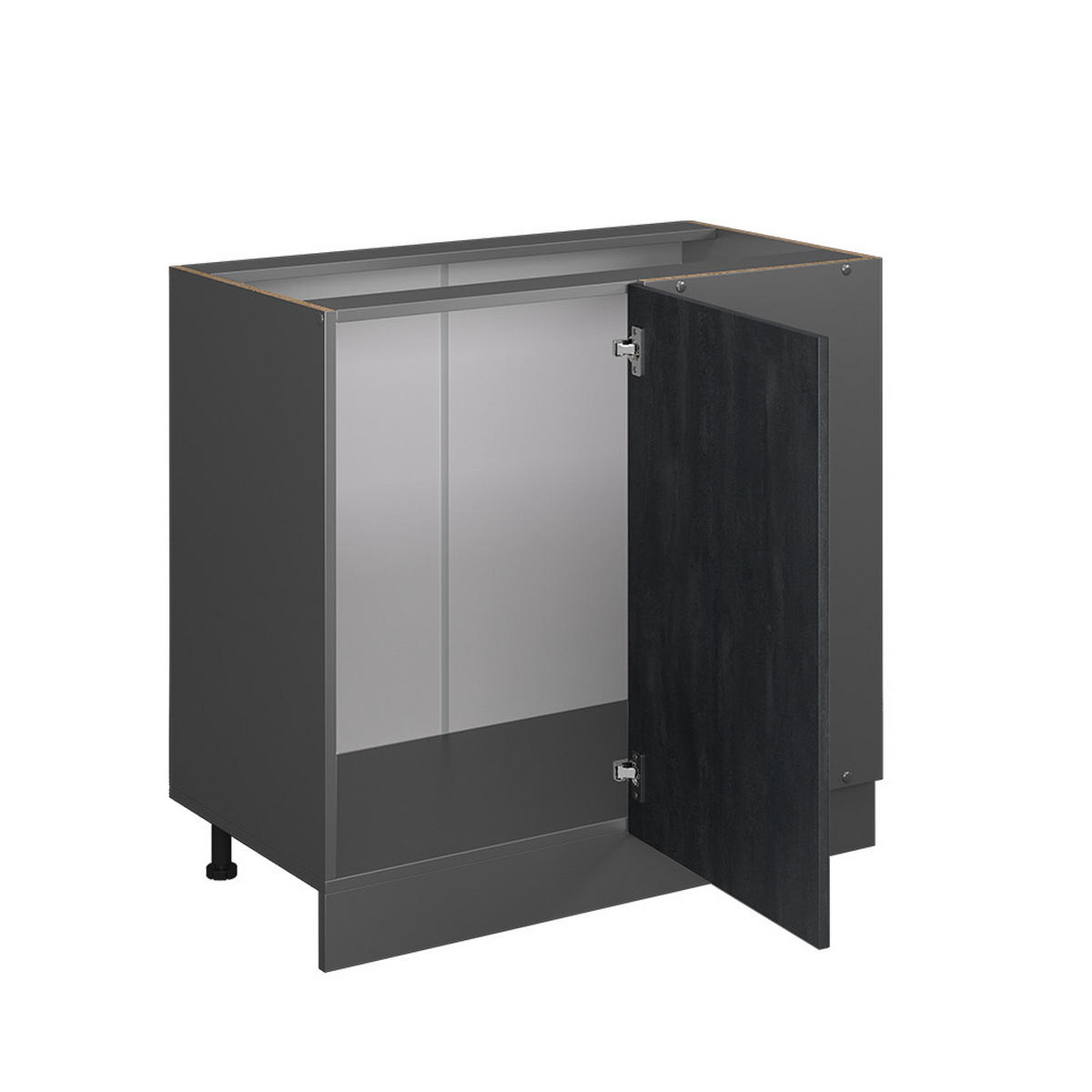 ECKUNTERSCHRANK R-Line Schwarz Beton 86 cm ohne AP - Anthrazit/Schwarz, Holzwerkstoff (86/81.6/46cm) - Vicco