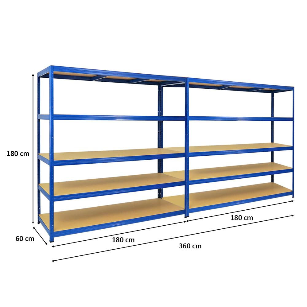 SCHWERLASTREGAL Giant Elephant 2er-Set mit 2x 180x180x60 cm Fachlast 200 kg Blau - Blau, Metall (360/180/60cm) - PROREGAL