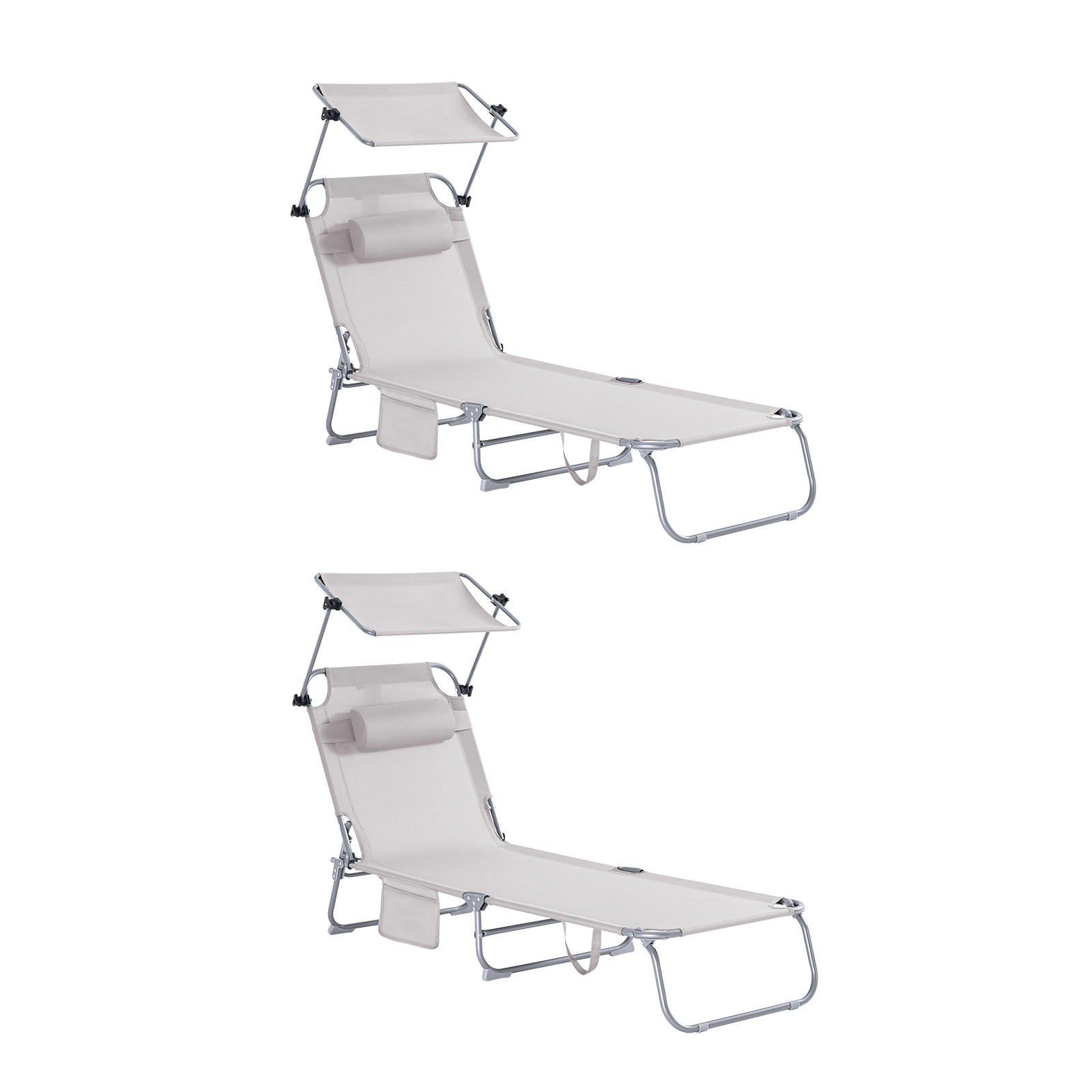 SONNENLIEGE 2er Set Beige - Beige, Textil/Metall (195/90/63cm) - SoBuy