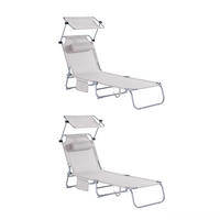 SONNENLIEGE 2er Set Beige - Beige, Textil/Metall (195/90/63cm) - SoBuy