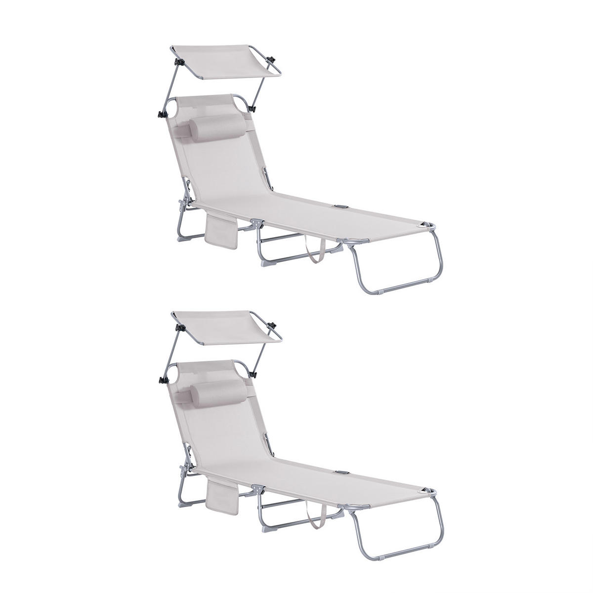 SONNENLIEGE 2er Set Beige - Beige, Textil/Metall (195/90/63cm) - SoBuy