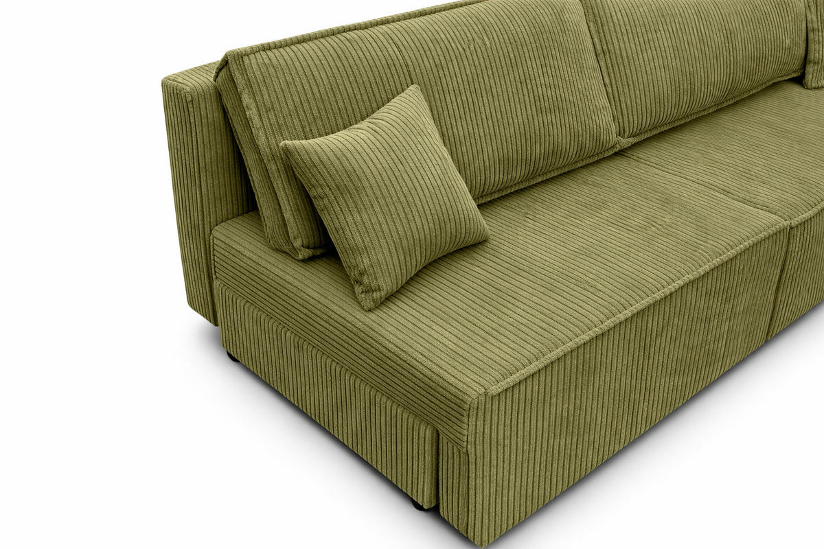 SOFA Mit Schlaffunktion Und Bettkasten, Cordstoff Poso, Olive, BEST MINI - Olivgrün, Holz (200/83/98cm) - Kaiser Möbel