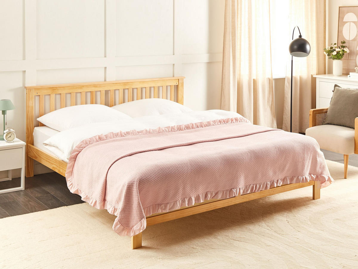 DECKE Rosa 220 x 240 cm Hatton - Pink, Textil (220/240cm) - Beliani