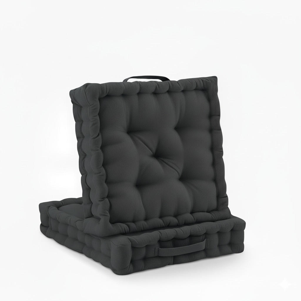 STUHLKISSEN Mila 50x50x10cm Anthrazit (2tlg) - Anthrazit, Textil (50/50/10cm) - Beautissu 