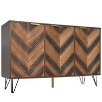 SIDEBOARD 120/76,5/38 cm mit 3 Türen Massivholzfurnier Gold Griffe - Braun, Holz (120/76.5/38cm) - Kaket