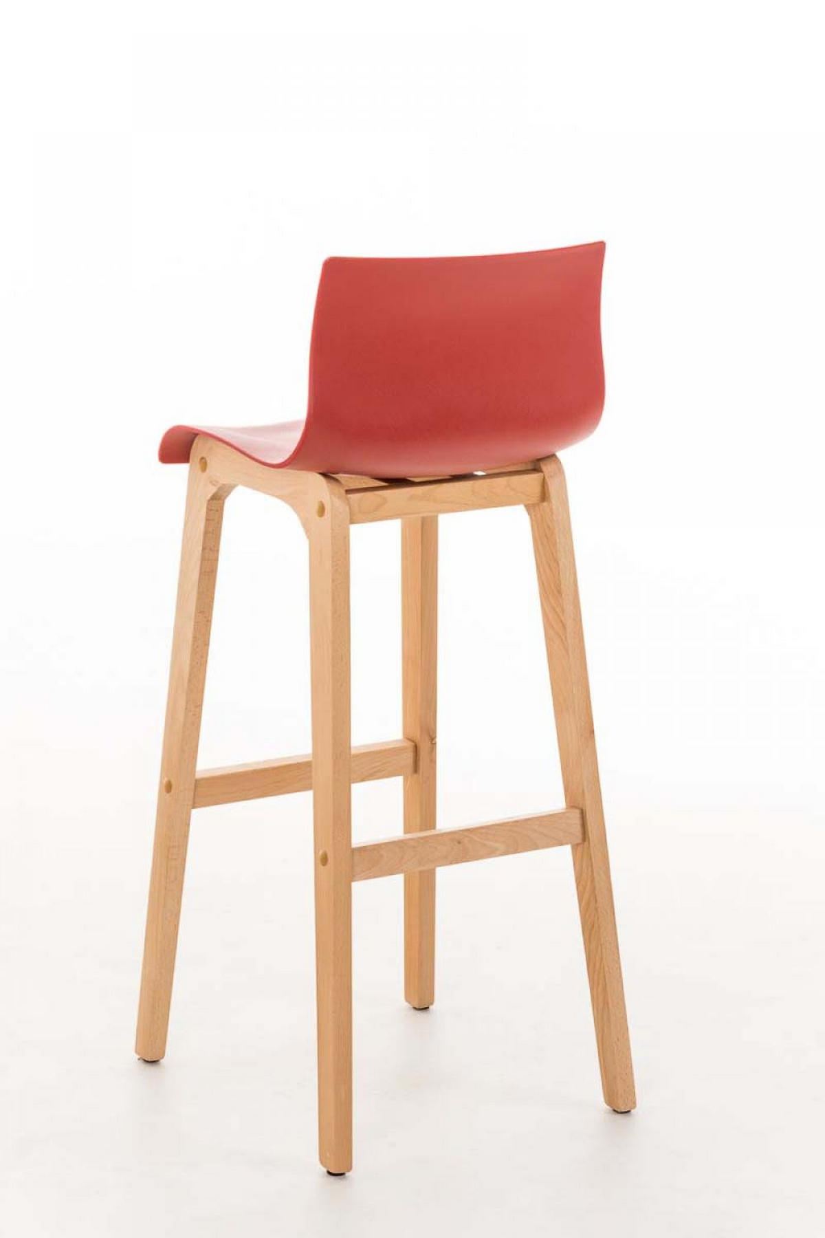 BARHOCKER Holz rot - Eukalyptusholzfarben/Rot, Holz (41/101/46cm) - CLP