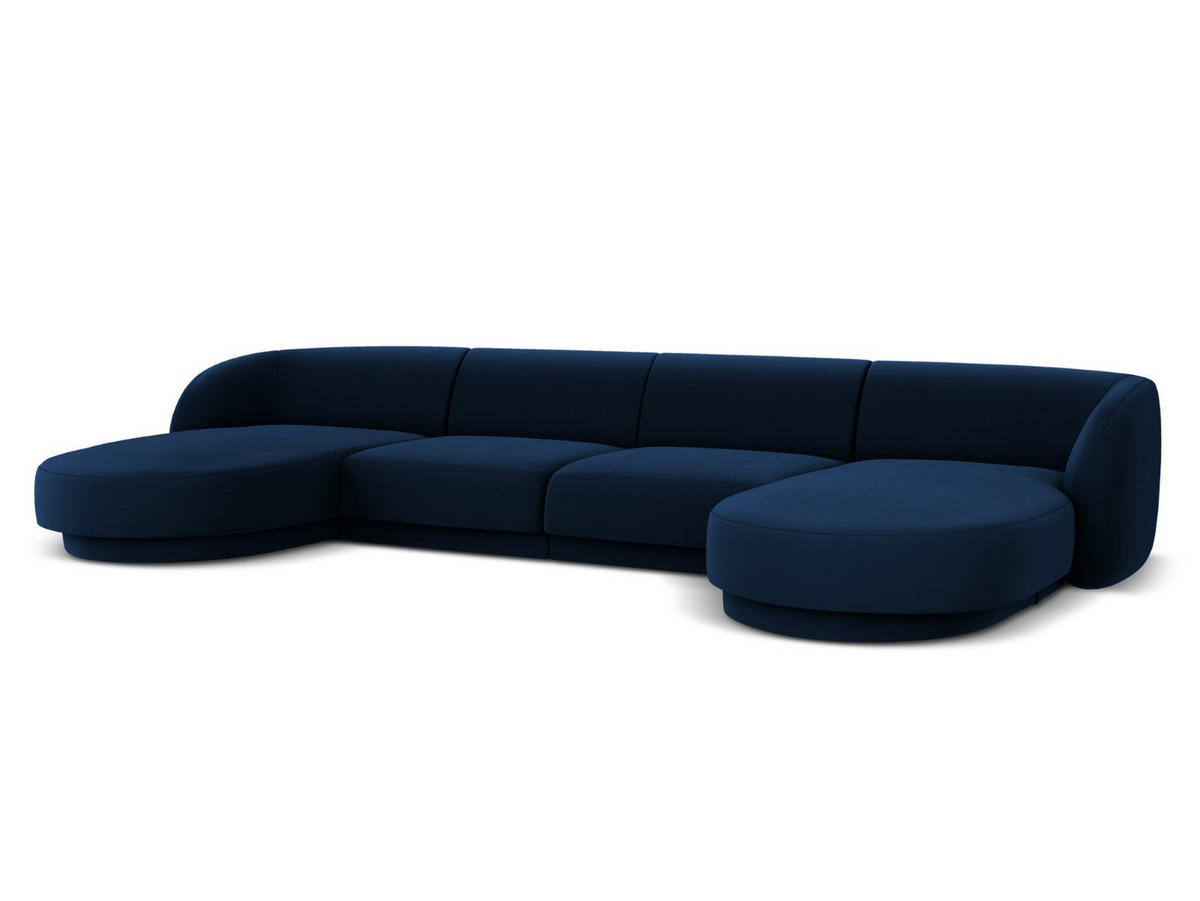 PANORAMASOFA Miley aus Samt königsblau 5 Sitzplätze - Blau, Textil (156/70/330cm) - Micadoni