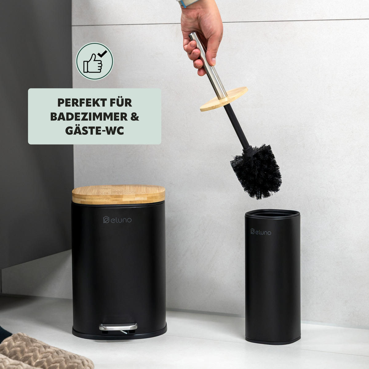 WC-GARNITUR FRAMURA, schwarz, Metall - Schwarz, Metall (9.5/37.5/9.5cm) - eluno