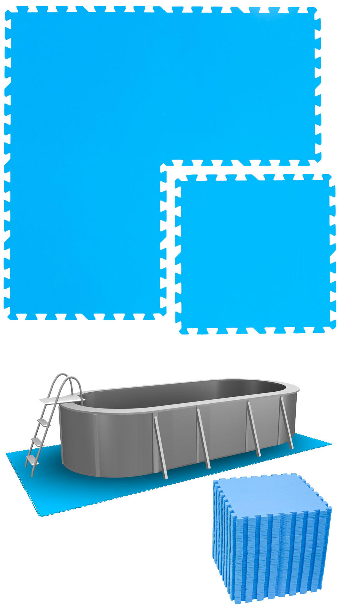 POOLMATTEN 11,2m² 48 EVA Matten 50 cm Blau - Blau, Kunststoff (50/50cm) - eyepower
