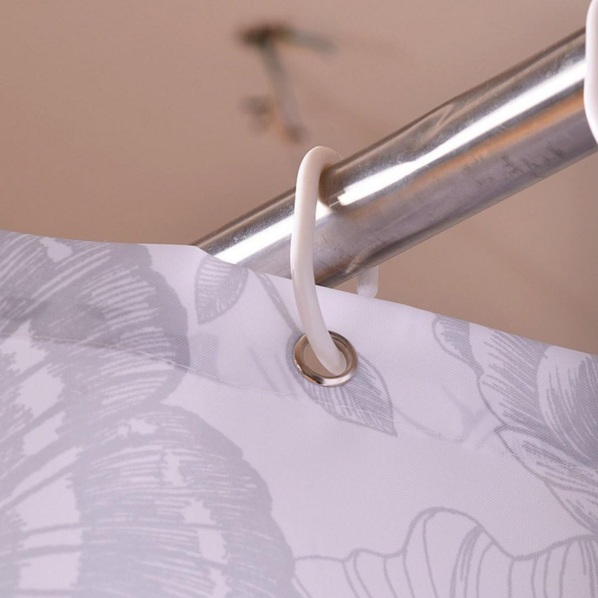 DUSCHVORHANG 150 x 180 cm Polyester wasserdicht schimmelresistent antibakteriell geruchlos mit Haken Badewanne Badezimmer - Weiß, Textil (150/180cm) - MCBOSON