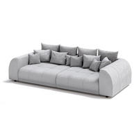 BIGSOFA Levana 5 Sitzer Hellgrau Cord-Stoff - Hellgrau/Schwarz, Holz/Kunststoff (310/86/135cm) - S-Style Möbel