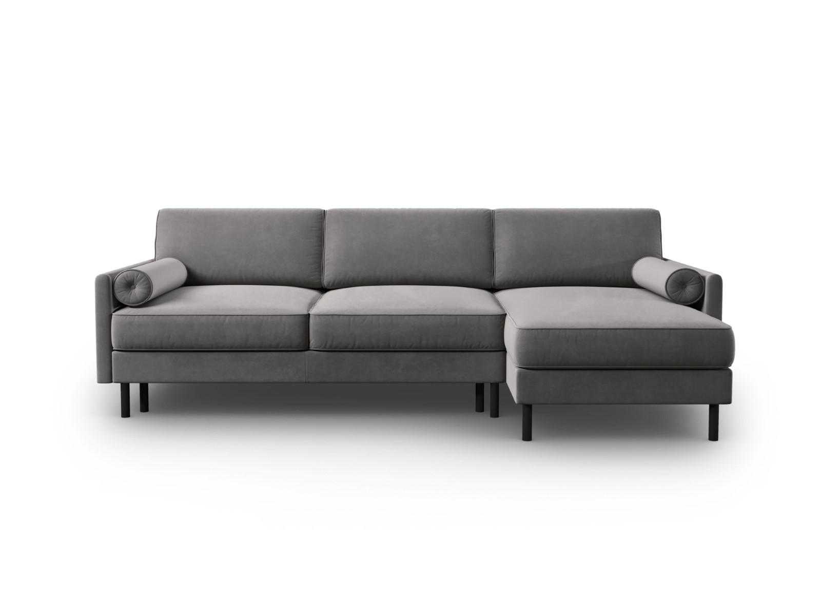 AUSKLAPPBARES-ECKSOFA rechts mit Container Scott aus Samt hellgrau 5 Sitzplätze - Hellgrau, Textil (142/212cm) - Micadoni