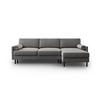 AUSKLAPPBARES-ECKSOFA rechts mit Container Scott aus Samt hellgrau 5 Sitzplätze - Hellgrau, Textil (142/212cm) - Micadoni