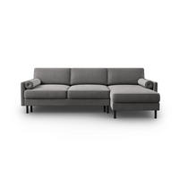 AUSKLAPPBARES-ECKSOFA rechts mit Container Scott aus Samt hellgrau 5 Sitzplätze - Hellgrau, Textil (142/212cm) - Micadoni