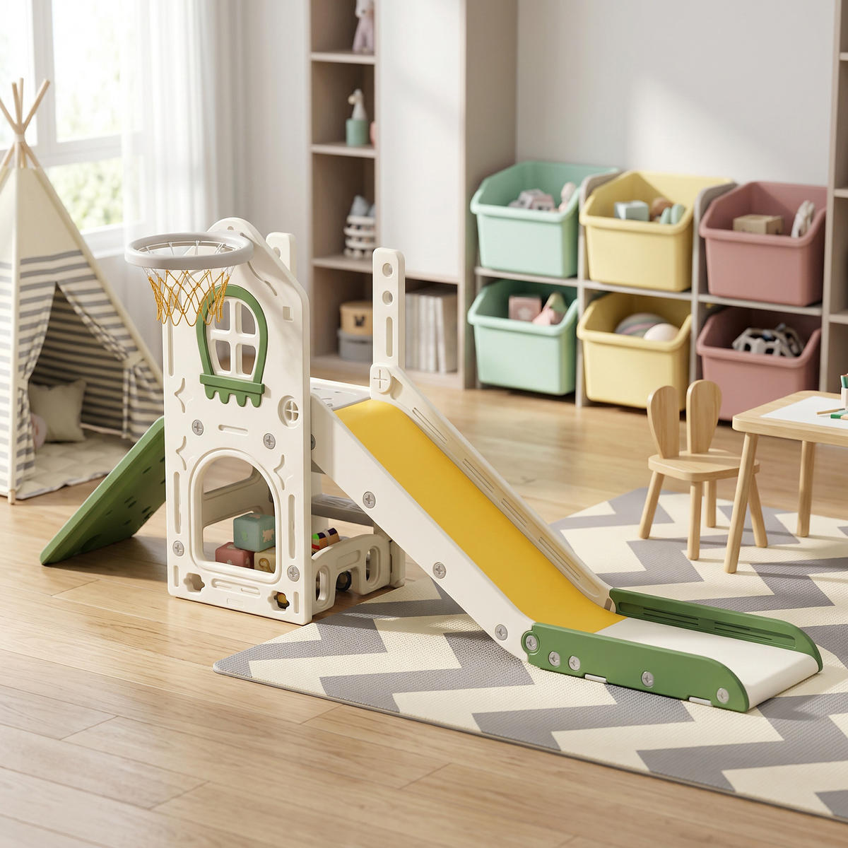 KINDER-RUTSCHE HDPE Cremeweiß - Creme, Kunststoff (100/84/191cm) - AIYAPLAY