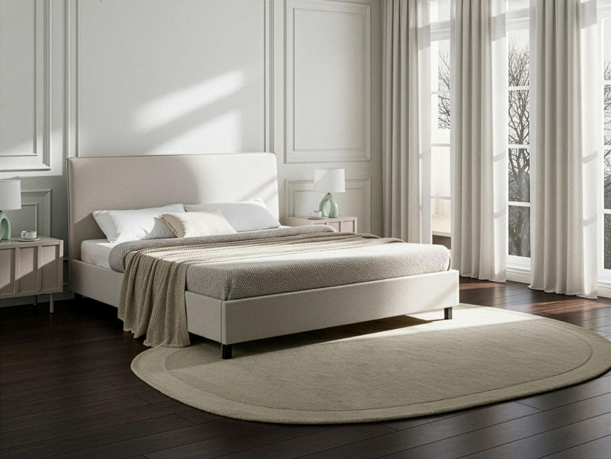 POLSTERBETT mit Lattenrost 180/200 cm Beige Sennez - Beige, Textil (180/200cm) - Beliani