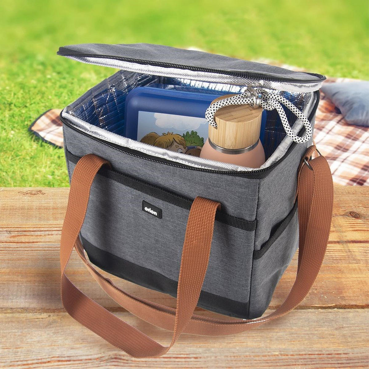 THERMOTASCHE isoliert 8 l Grau - Grau, Textil (22/23/28cm) - Orion 