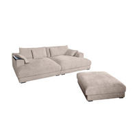 BIG SOFA-SET MIT TABLETT SCHWARZ MADELINE Taupe Cord - Taupe/Schwarz, Kunststoff/Textil (290/85/170cm) - KAWOLA