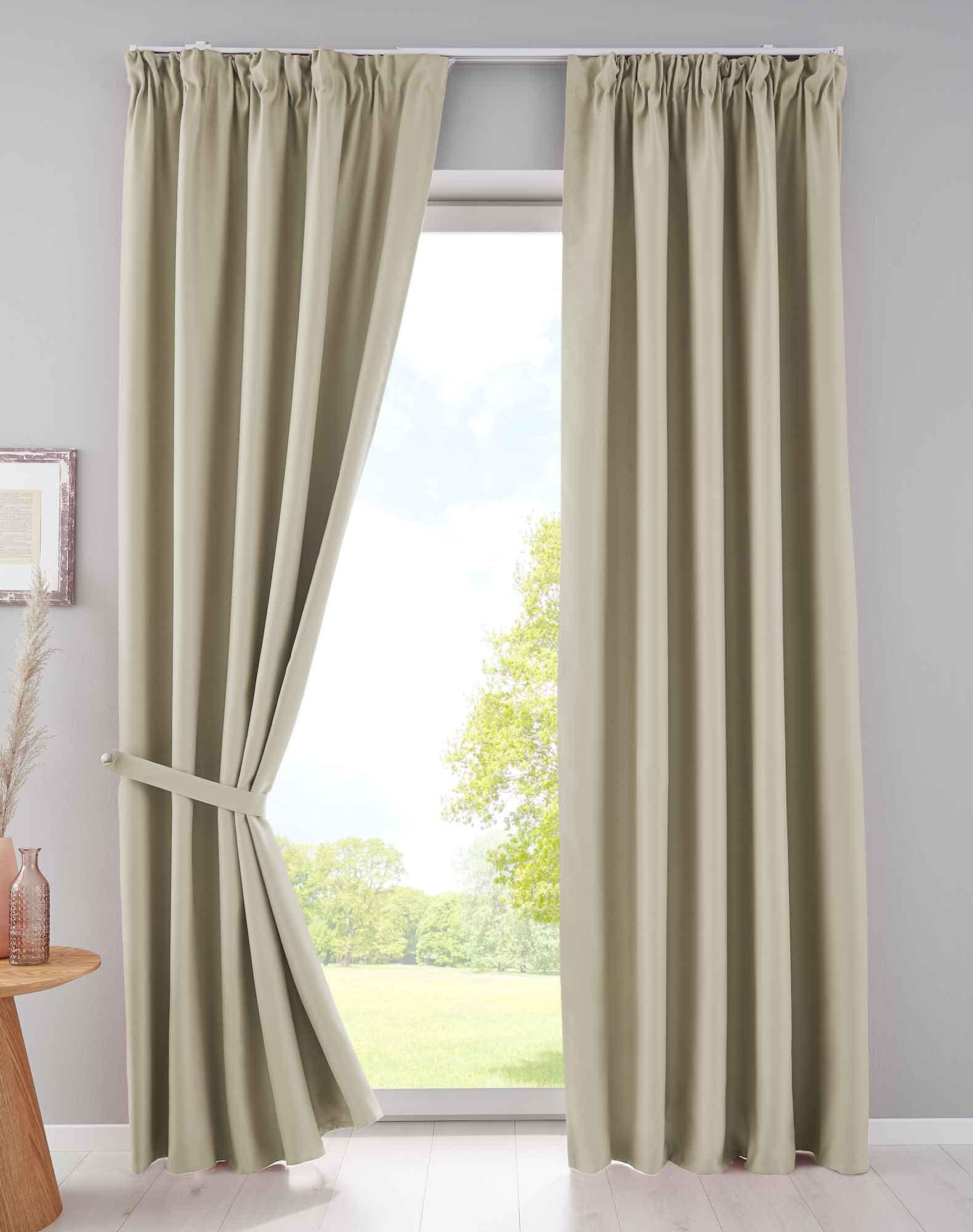 VORHANG 2ER SET NEWYORK HxB 225x140 cm Beige - Beige, Textil (140/225cm) - Gardinenbox