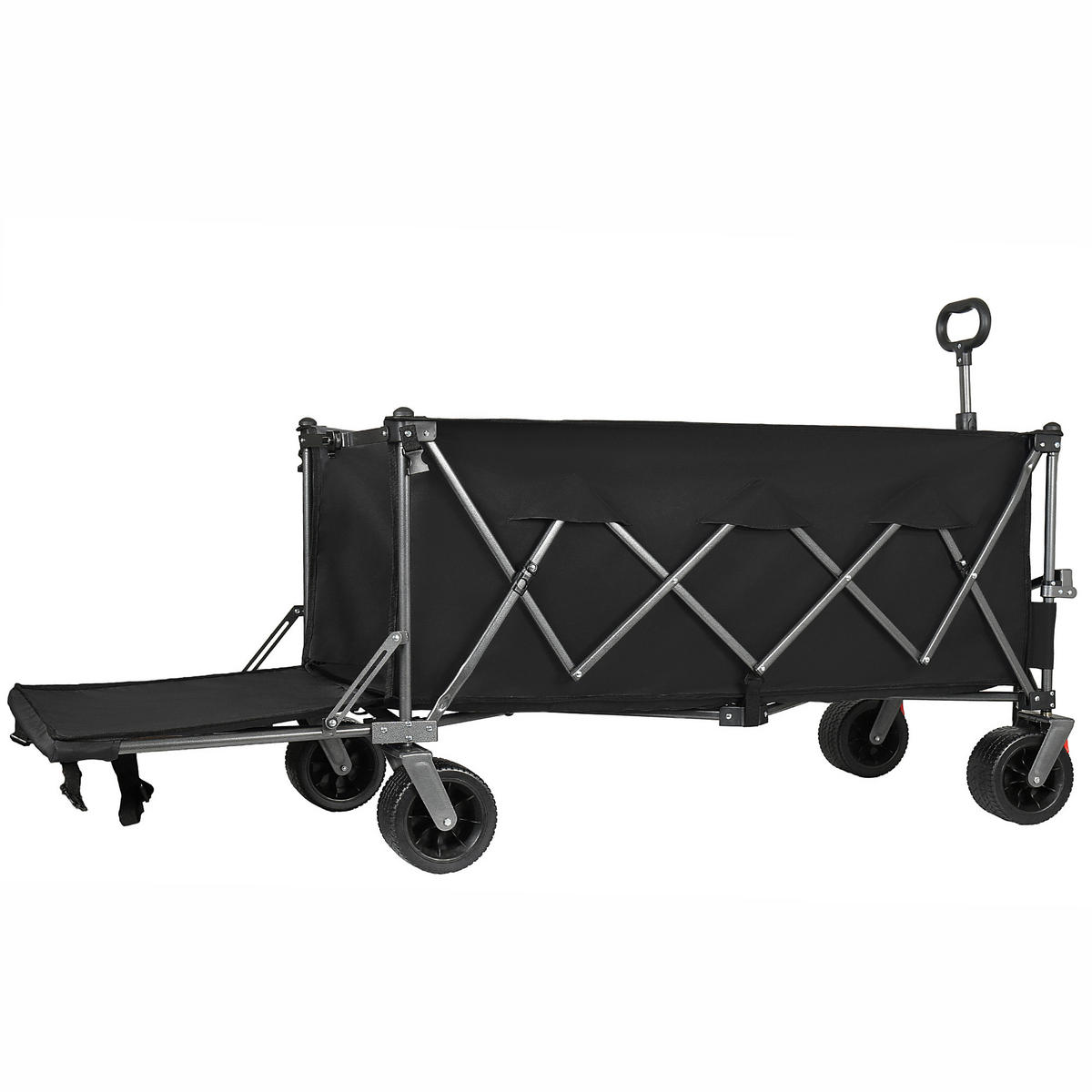 HANDWAGEN, faltbar-verbreitert, 300+120L, Geländeräder, schwarz - Schwarz, Metall (27.5/72.5/41cm) - Vallsero