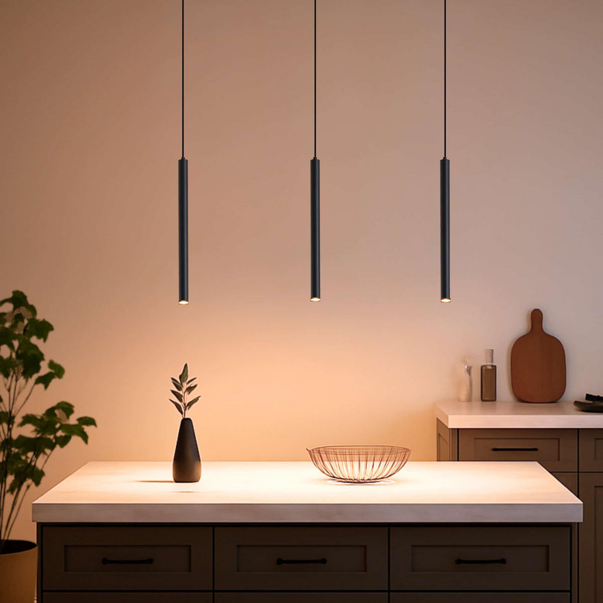 DECKENLEUCHTE MIT SPOTSTRAHLERN Lyne, Schwarz, 135cm - Schwarz, Metall (100/1.6/135cm) - KOSILUM