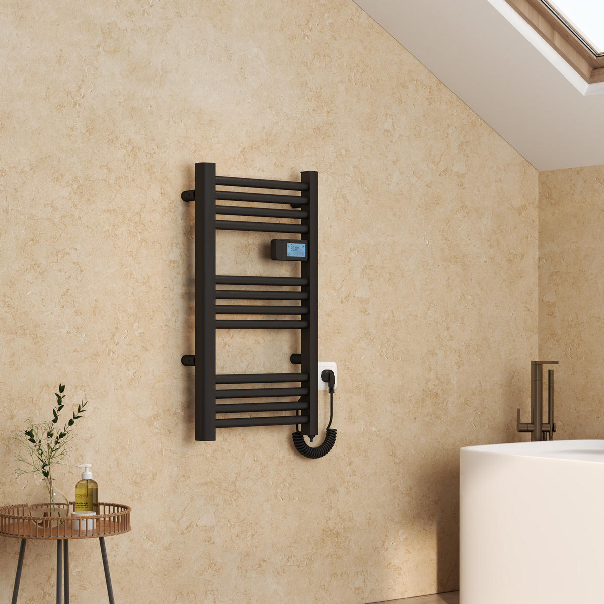 HEIZKÖRPER Elektrischer Handtuchhalter Schwarz 75/40/4,3 cm - Schwarz, Metall (40/75/4.3cm) - EMKE