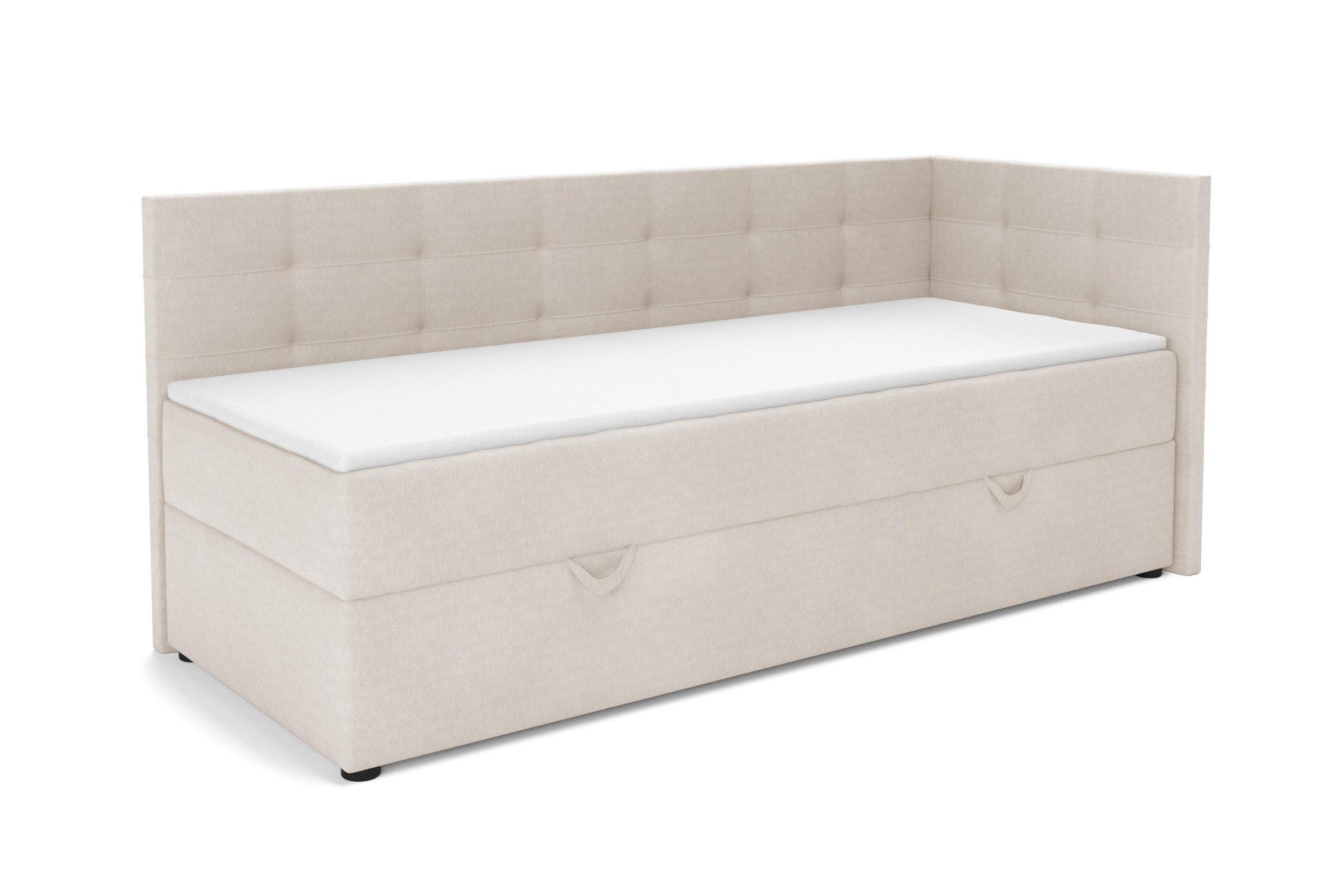 BOXBETT FAVIO 100/200 in Velours Ecru H3 - Beige, Holz/Holzwerkstoff (100/200cm) - Deine Möbel 24