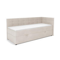 BOXBETT FAVIO 100/200 in Velours Ecru H3 - Beige, Holz/Holzwerkstoff (100/200cm) - Deine Möbel 24