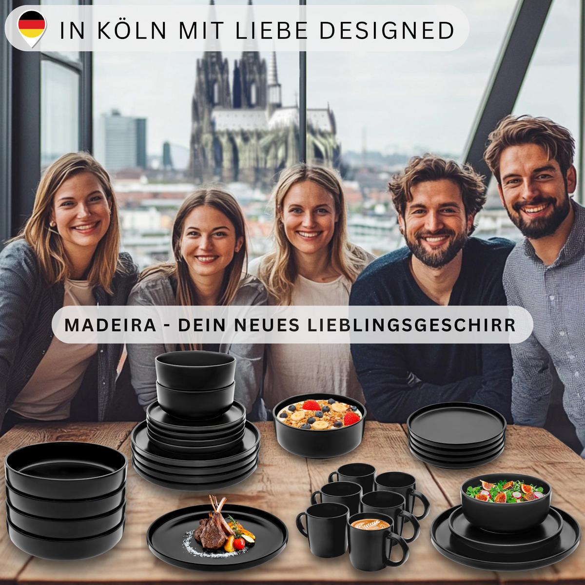 SCHALEN SET MADEIRA - 6 teilig aus Steingut - Schwarz, Keramik (16cm) - Sänger