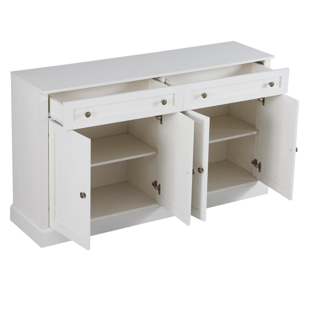 SIDEBOARD 148x86x40 cm, 4 Türen, 2 Schubladen, Weiß - Weiß, Holz (148/86/40cm)