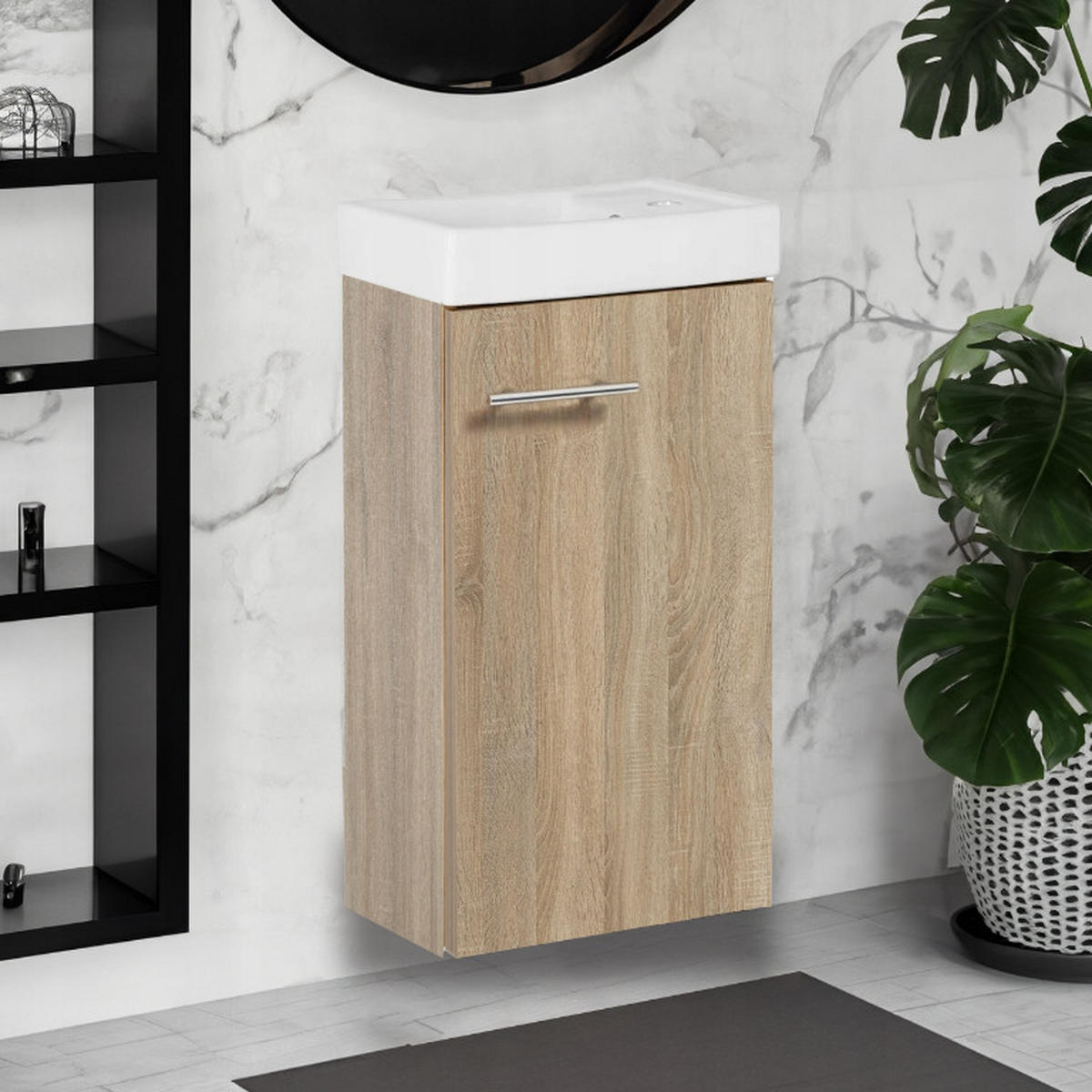 WASCHTISCHKOMBI 39cm mit Waschbecken + Armatur Sonoma-Eiche - Sonoma Eiche, Holzwerkstoff (39/60/21cm) - Stamar