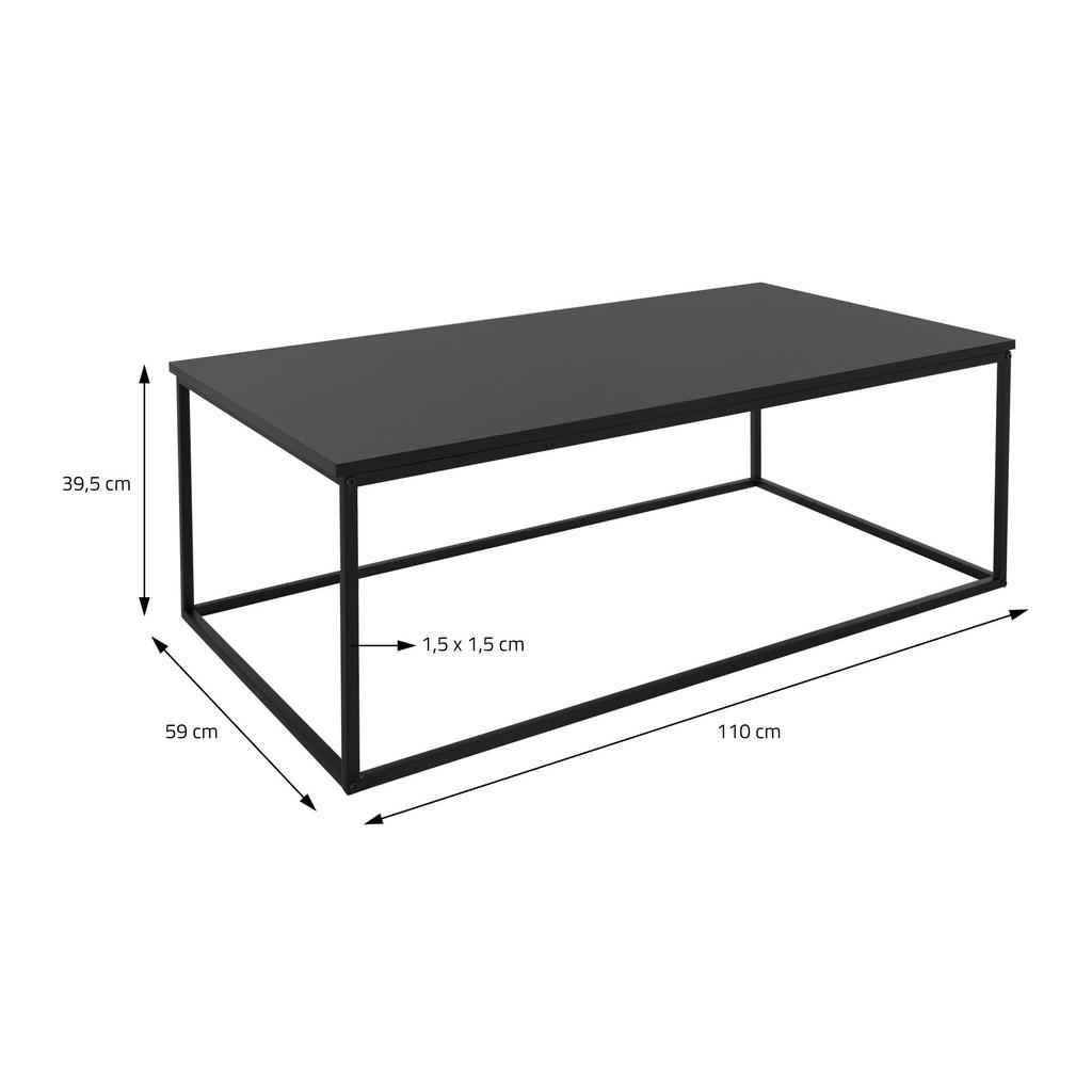Thumbnail - Ml-Design Couchtisch, Schwarz, Metall, 59x39.5x110 cm, Wohnzimmer, Wohnzimmertische, Couchtische