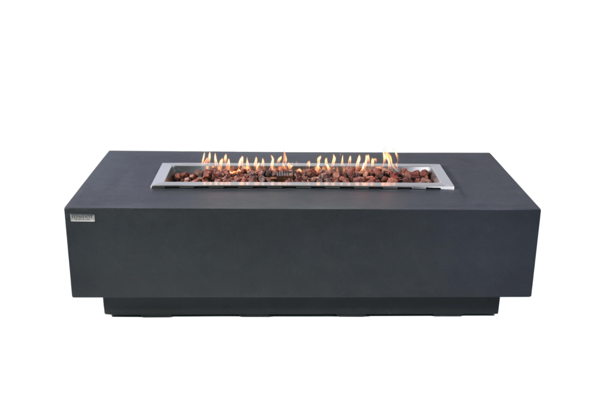 FEUERTISCH Granville Gasfeuerstelle aus GF-Beton 152/69/43 cm - Dunkelgrau, Naturmaterialien (70/43/152cm) - Elementi