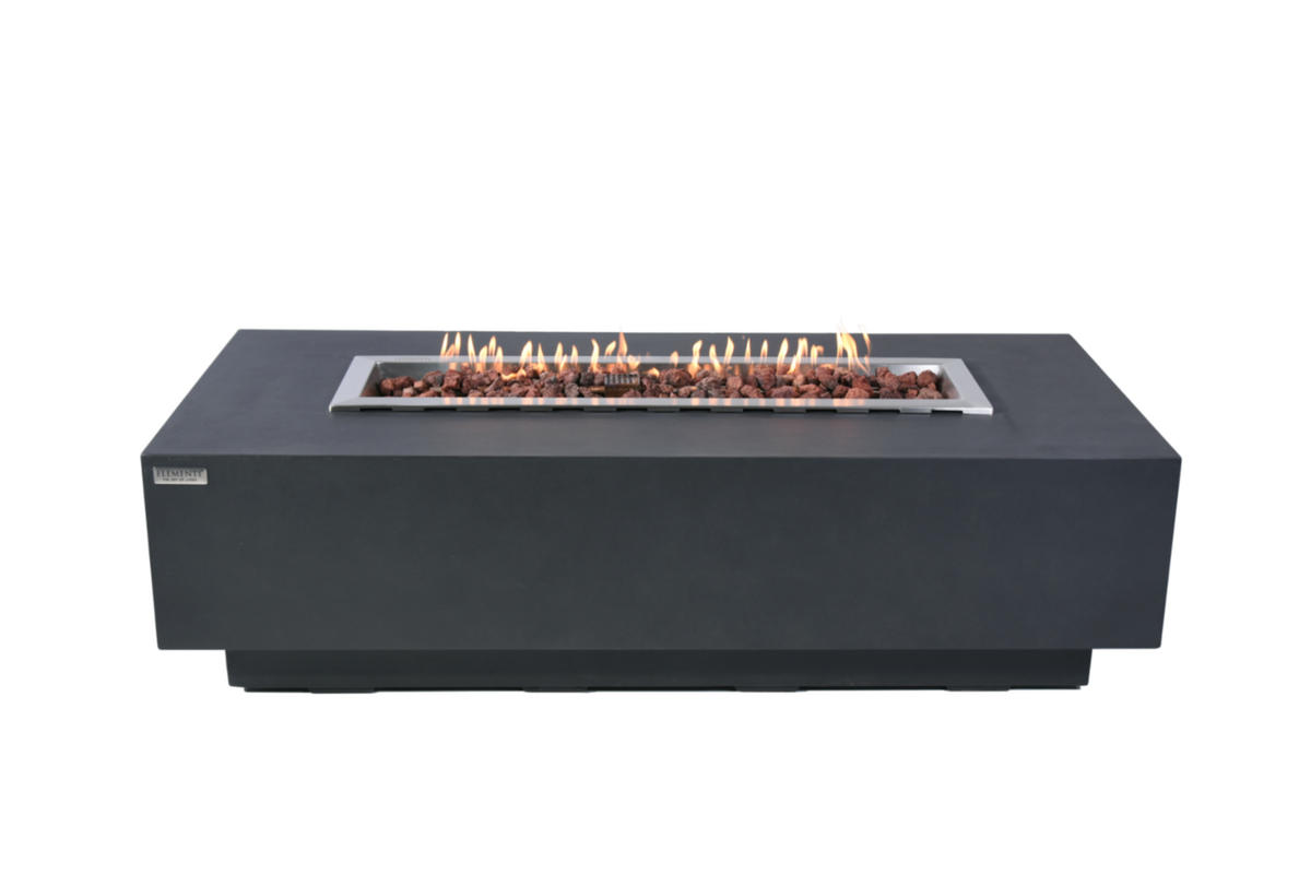 FEUERTISCH Granville Gasfeuerstelle aus GF-Beton 152/69/43 cm - Dunkelgrau, Naturmaterialien (70/43/152cm) - Elementi