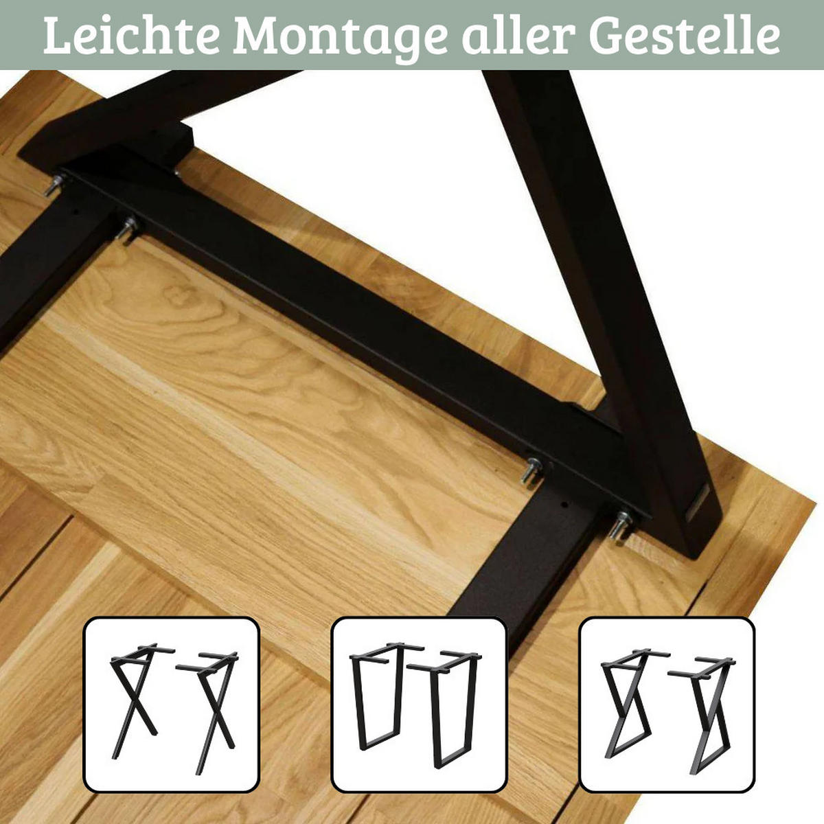 ESSTISCH Massivholz MEDO 180x100 cm Eichenholz Doppel-Dreieck Gestell - Braun, Holz/Metall (100/180/76cm) - DELUKE