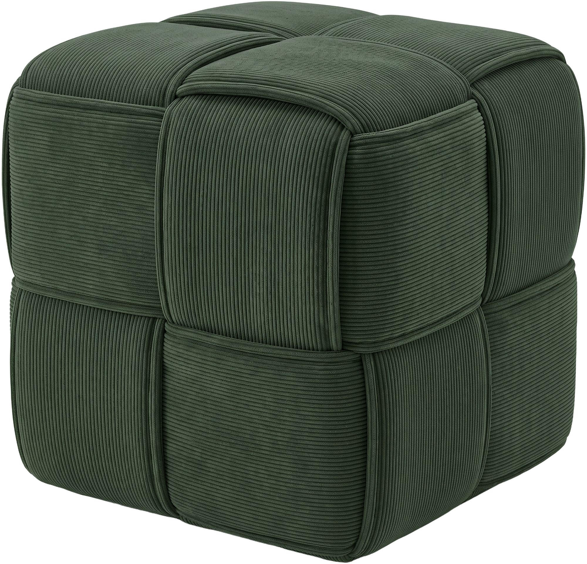 SITZWÜRFEL eckig 40/40/40 cm Cord Dunkelgrün - Dunkelgrün, Kunststoff/Textil (40/40/40cm) - CLP