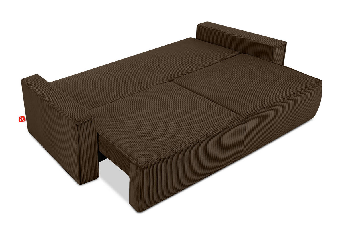 SCHLAFSOFA NAPI in Pet Friendly Cord-Stoff, dunkelbraun - Dunkelbraun/Schwarz, Textil (228/89/101cm) - KONSIMO®
