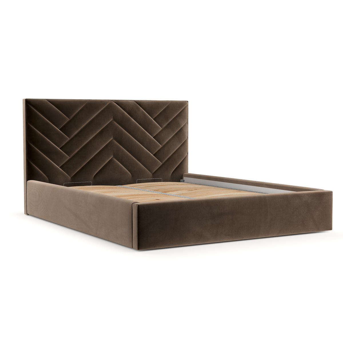 POLSTERBETT Arco 180/200 cm Braun im Paros Stoff - Schwarz/Naturfarben, Holz/Holzwerkstoff (180/200cm) - AltaBeds