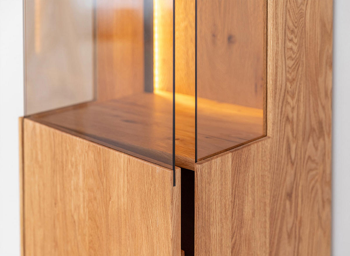 WOHNZIMMER-SET Collodi Wildeiche Natur - Sideboard 185cm - Türanschlag links - Wildeiche/Eichefarben, Holz (313/205/43.5cm) - Feldmann-Wohnen