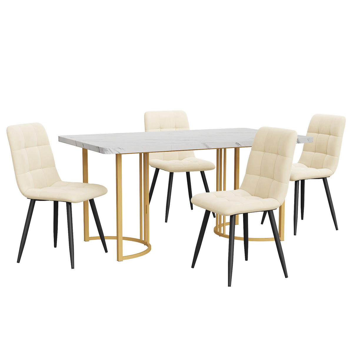 JÍDELNÍ SESTAVA 140x80cm MDF Bílá Béžová - béžová, kompozitní dřevo (140/75/80cm) - FLIEKS