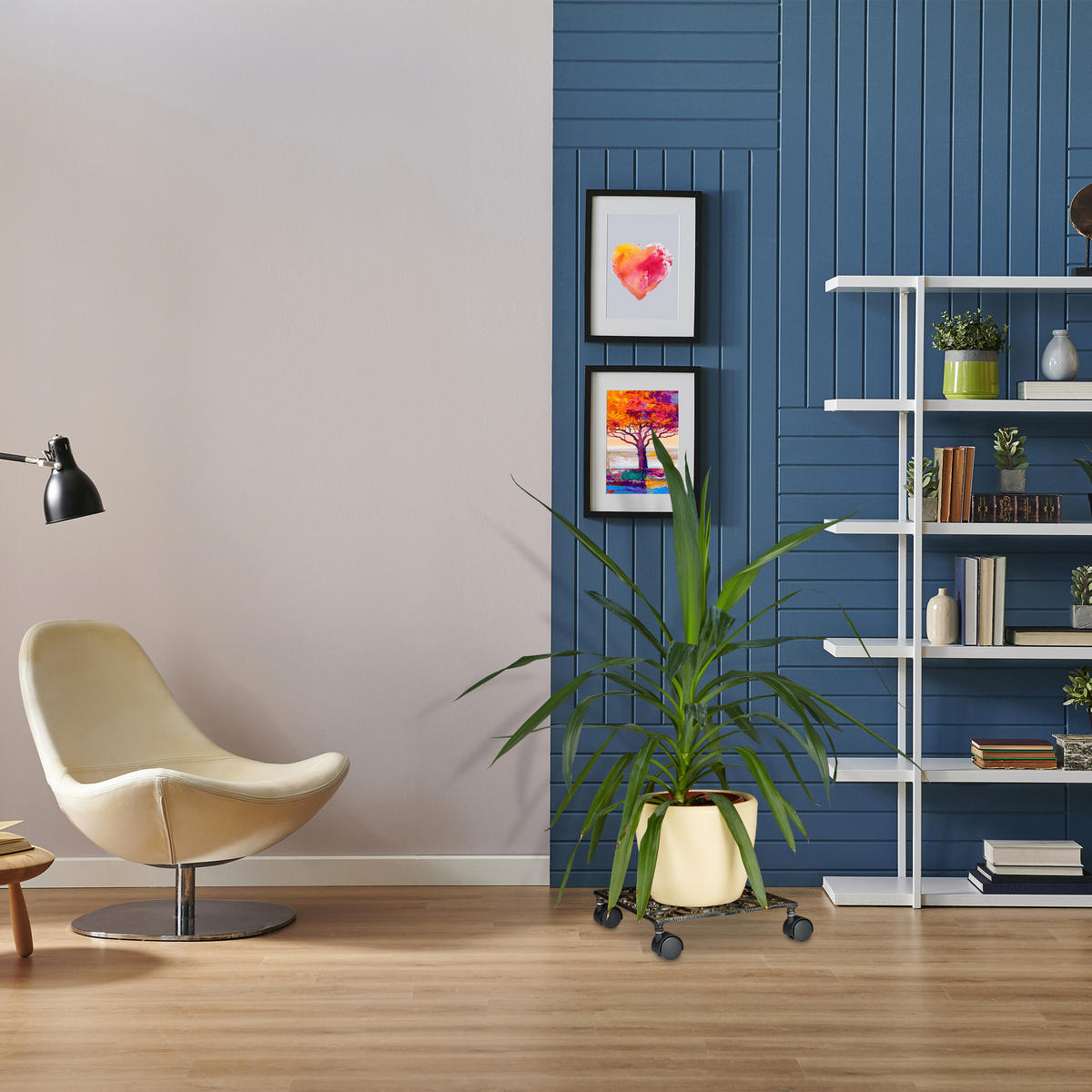 PFLANZENROLLER - Braun, Kunststoff/Metall (33.5/7.5/33.5cm) - Relaxdays