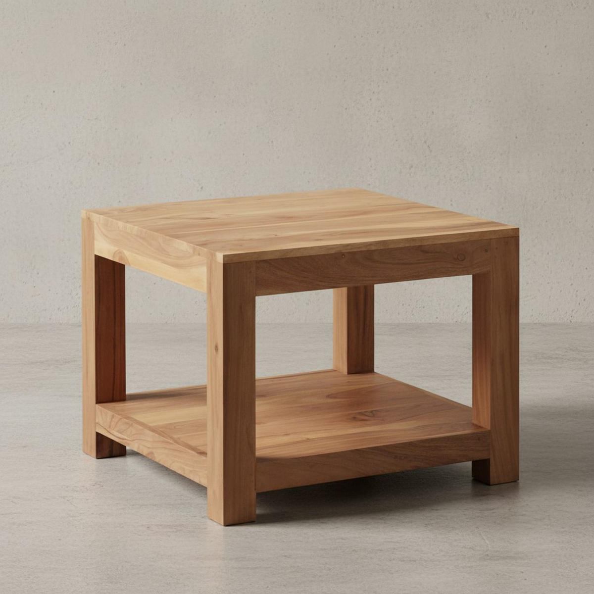 COUCHTISCH Massivholz im Landhausstil mit Ablagefach und pflegeleichter Oberfläche, Beige 60x60x45 cm - Beige, Holz (60/60/45cm) - KADIMA DESIGN