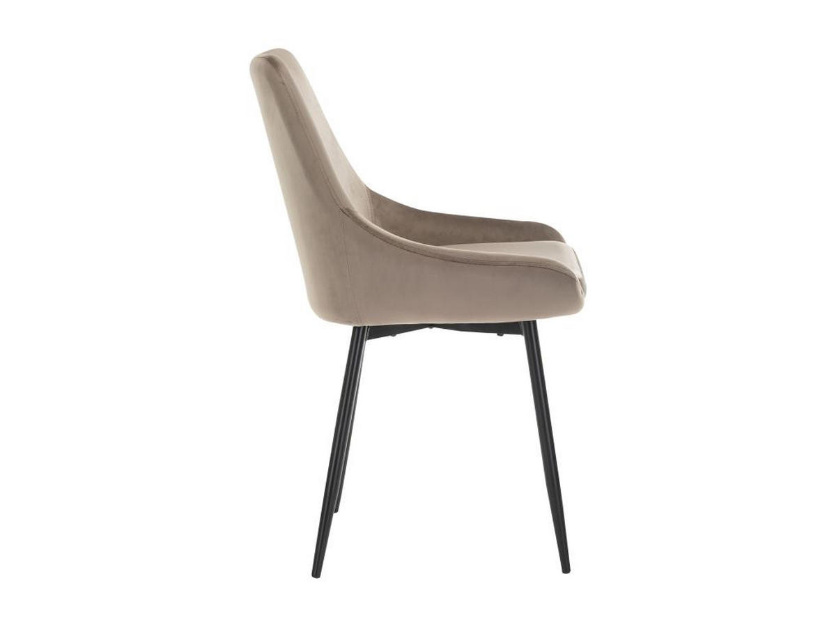 STUHL 2er-Set - Samt & Schwarzes Metall - Taupe - MASURIE - Braun, Textil (56/85.5/49cm) - Vente-Unique